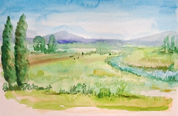 Paysage à l'aquarelle