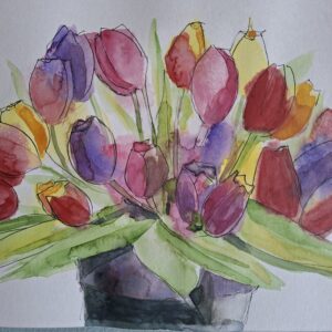 Peindre des tulipes à l'aquarelle