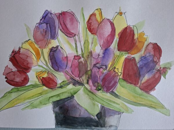 Peindre des tulipes à l'aquarelle