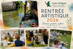 affiche de présentation des activités artistiques et des ateliers de pratiques du dessin