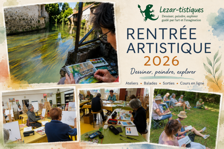 affiche de présentation des activités artistiques et des ateliers de pratiques du dessin